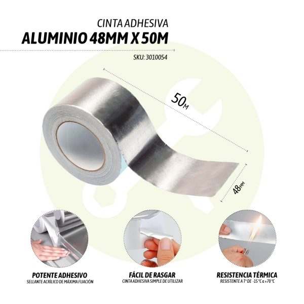 Cinta Aluminio Adhesiva 48mm x 50m - Imagen 2