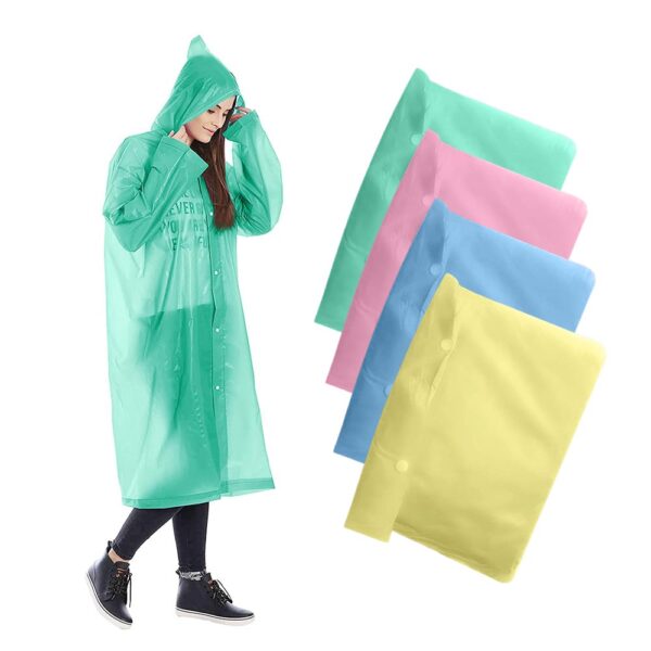 Capa para lluvia impermeable grueso semitransparente con botones (Colores vivos)