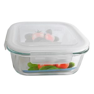 Contenedor hermético tupper de vidrio cuadrado 1200 ml
