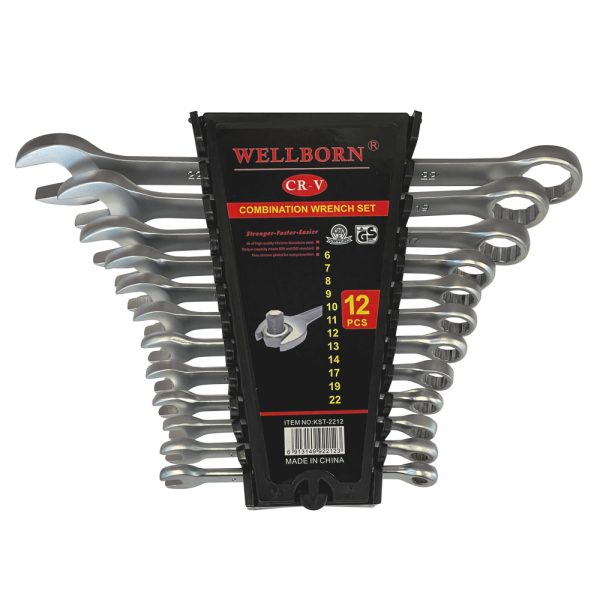 Juego de Llaves Combinadas Punta Corona 12 pcs Wellborn
